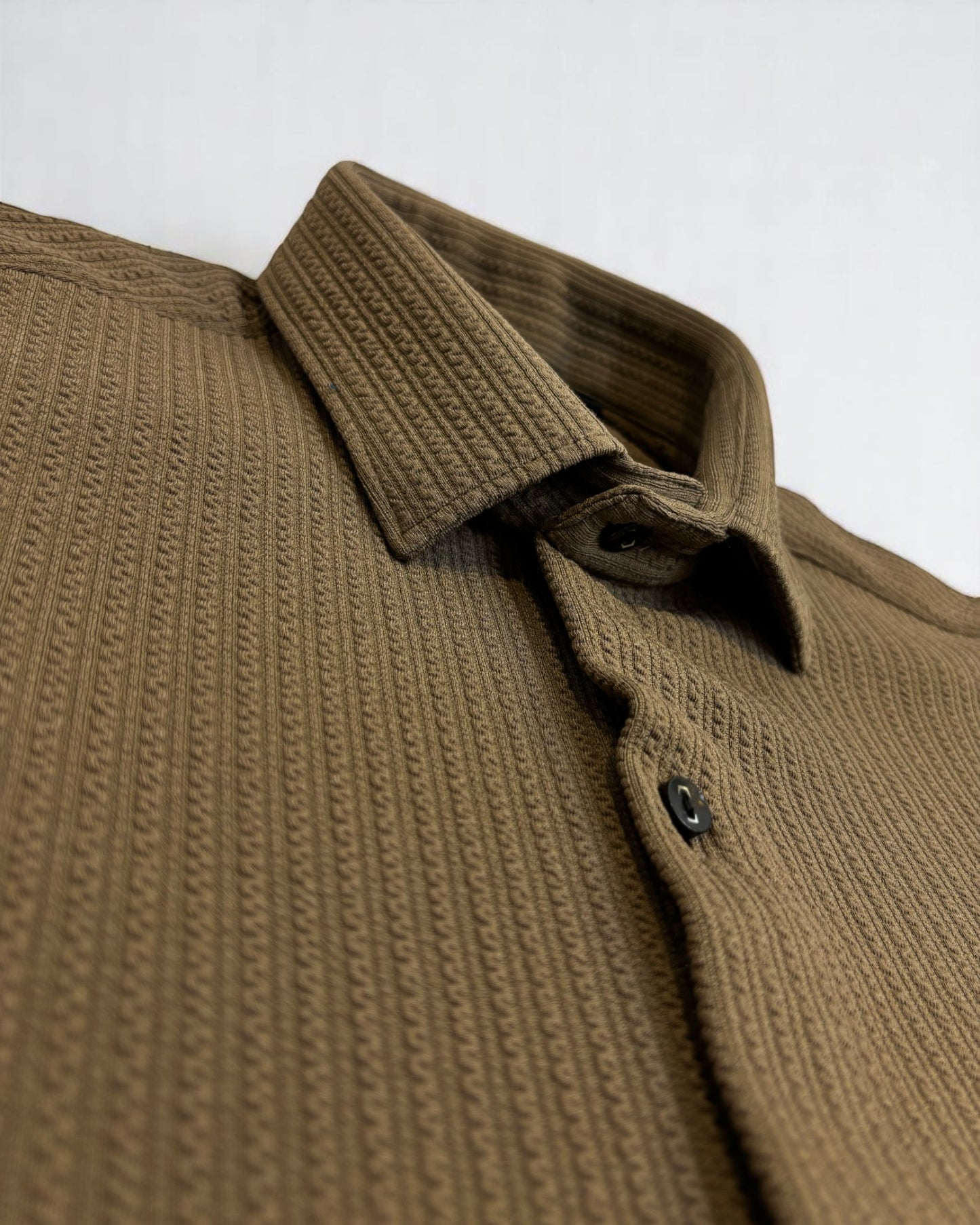 Men's Ribbed Coffee Jacquard Shirt