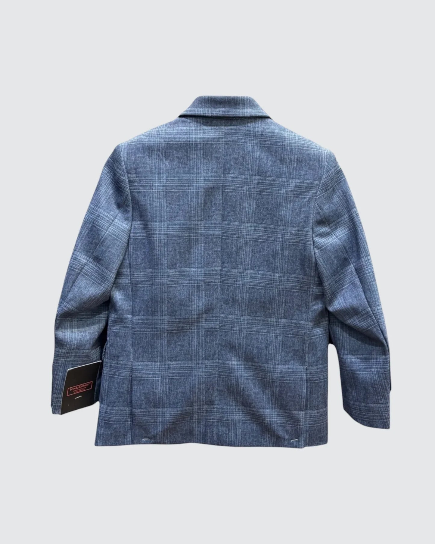 back view of Blue Children's Check Blazer