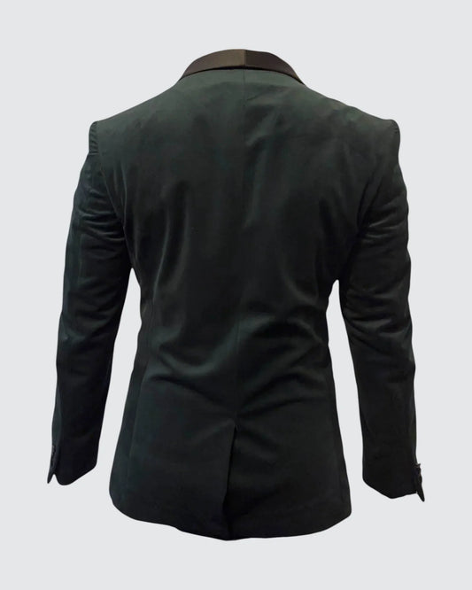 Children's Green Velvet Blazer back view