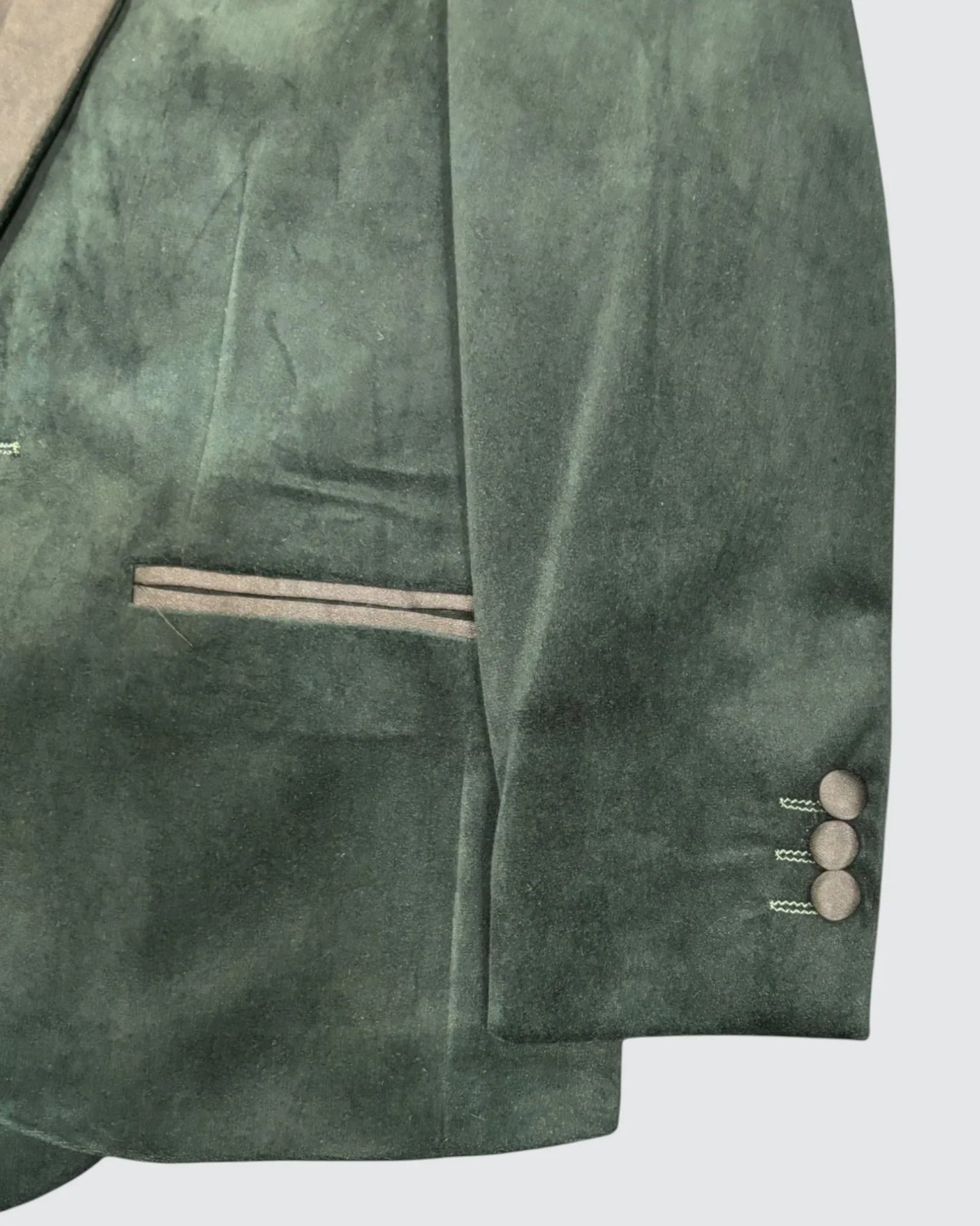Children's Green Velvet Blazer arm/sleeve view