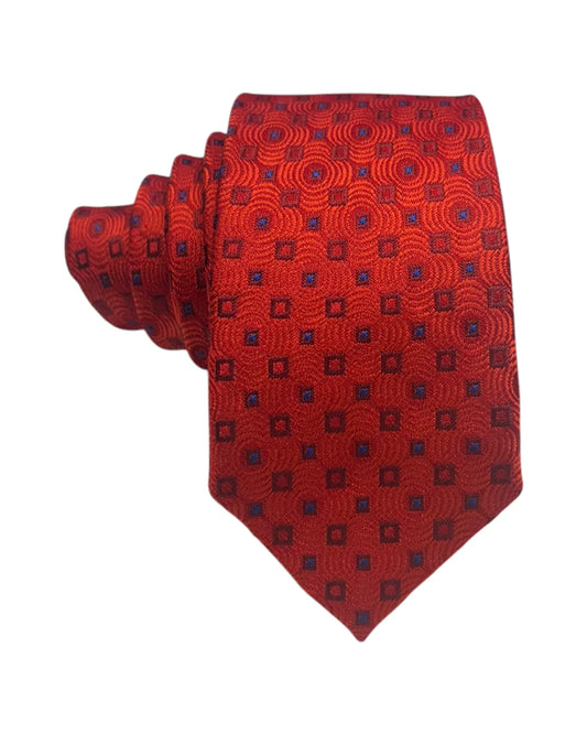 Kids Square Pattern Tie in Red