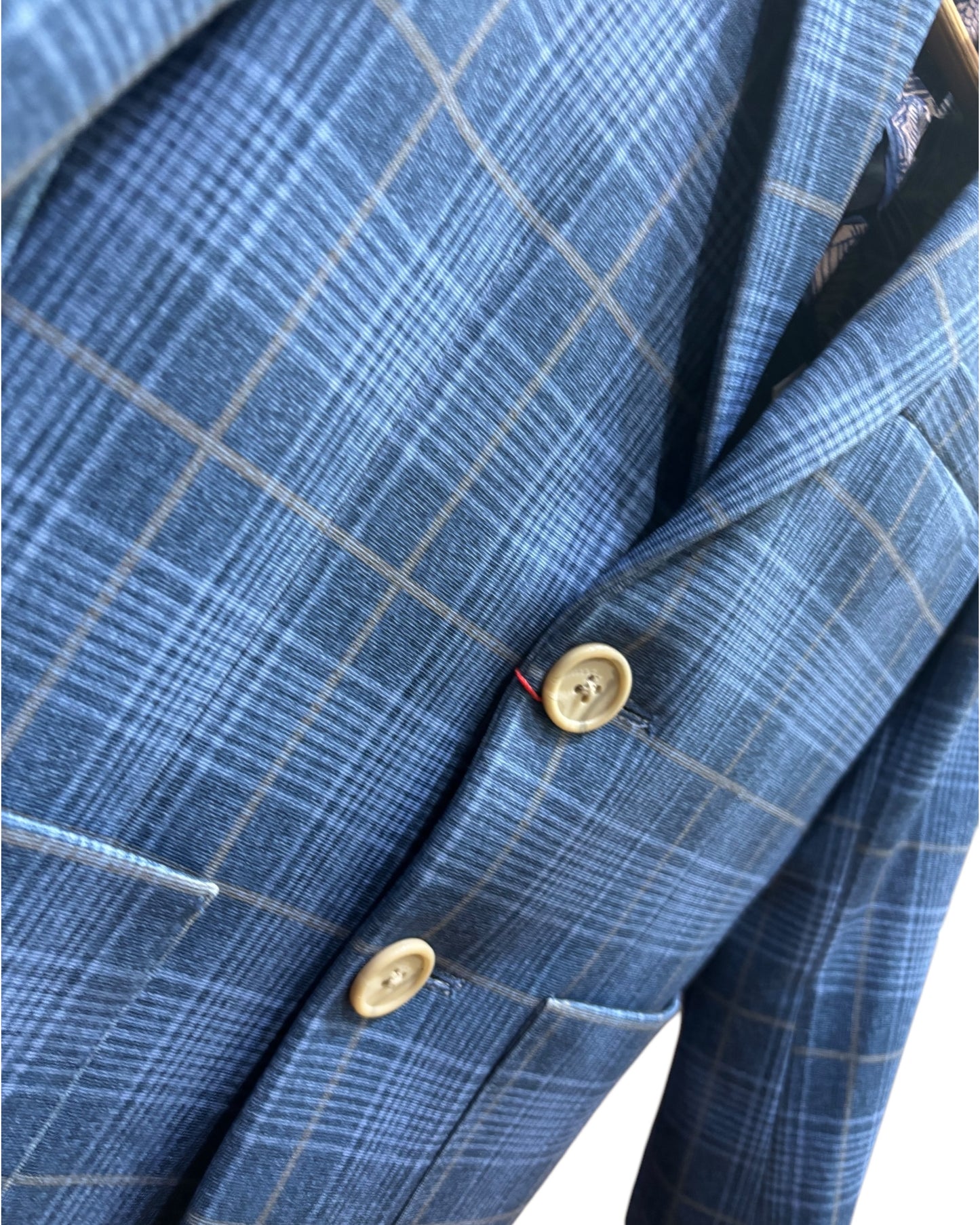 Blue Kids Blazer With Beige Checks