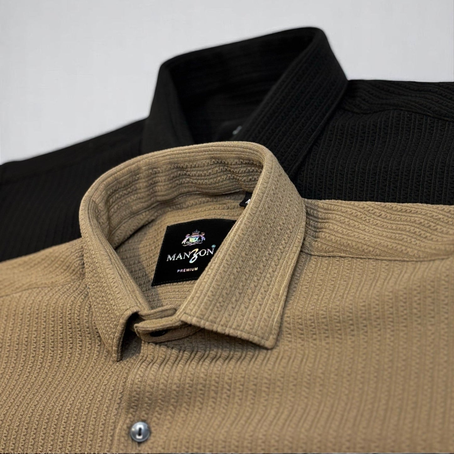 Men's Ribbed Coffee Jacquard Shirt