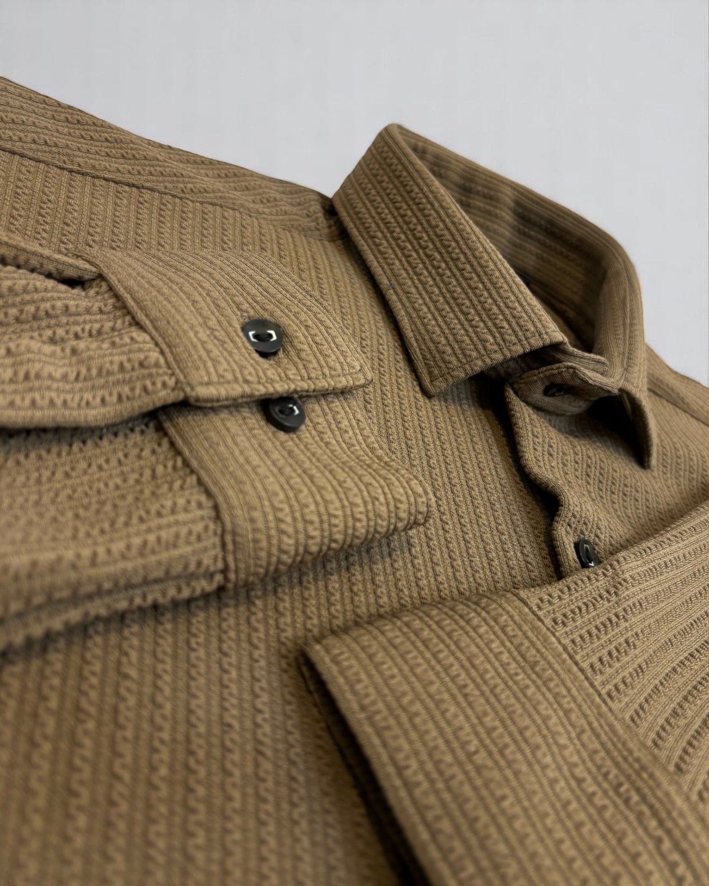 Men's Ribbed Coffee Jacquard Shirt