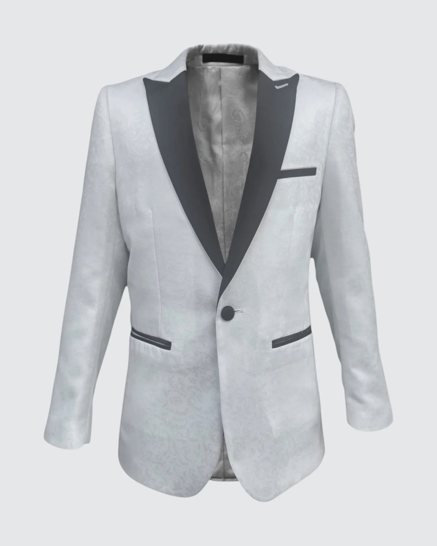 ghost mannequin of Kids White Jacquard Blazer, front view