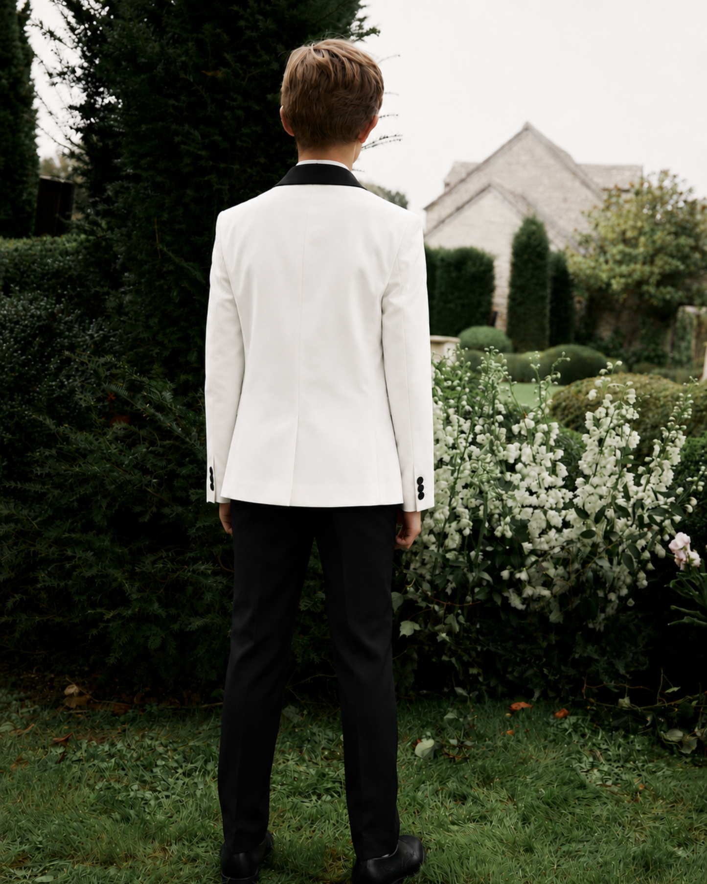 Boys White Velvet Suit Set