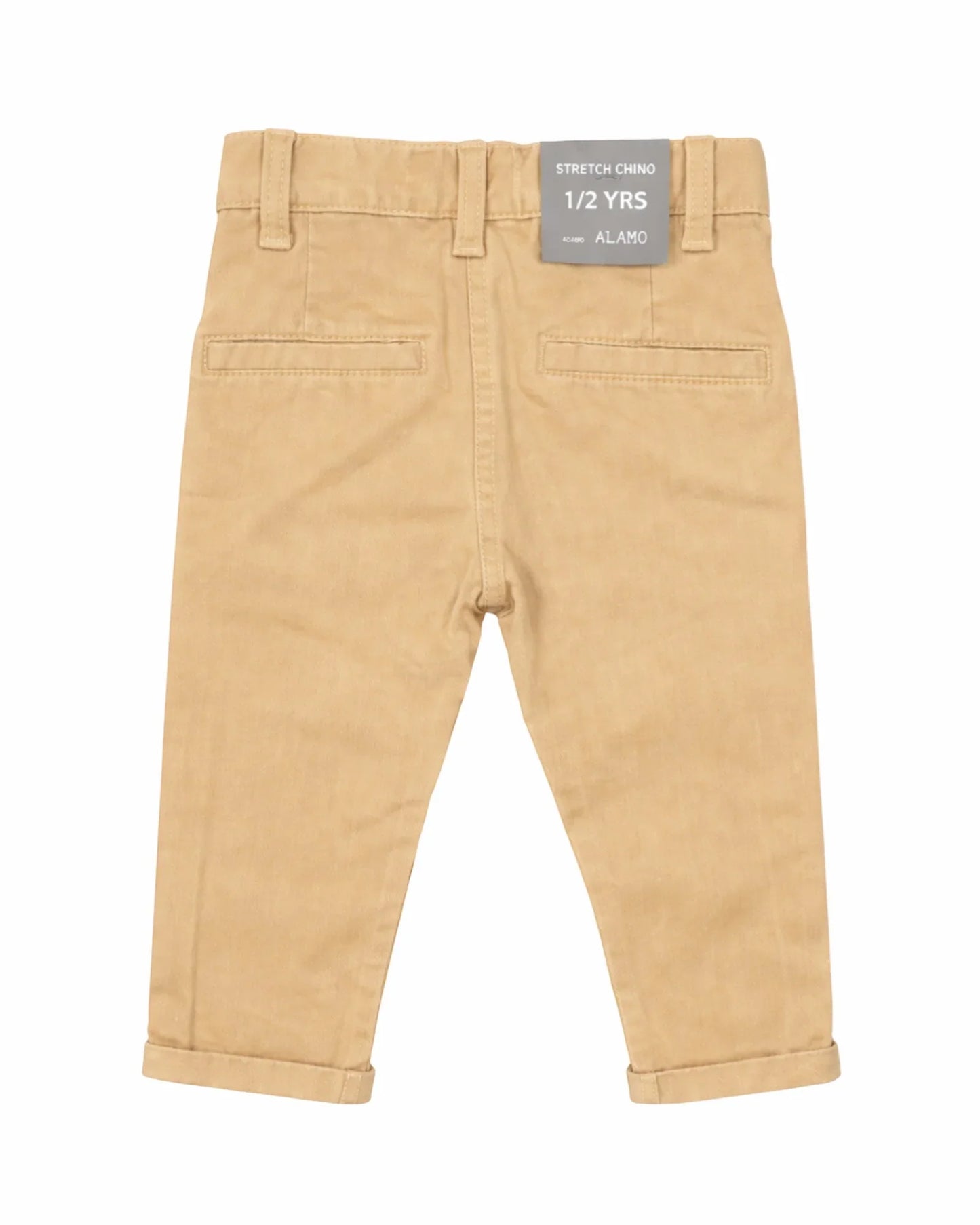 Back of Beige pants on white background