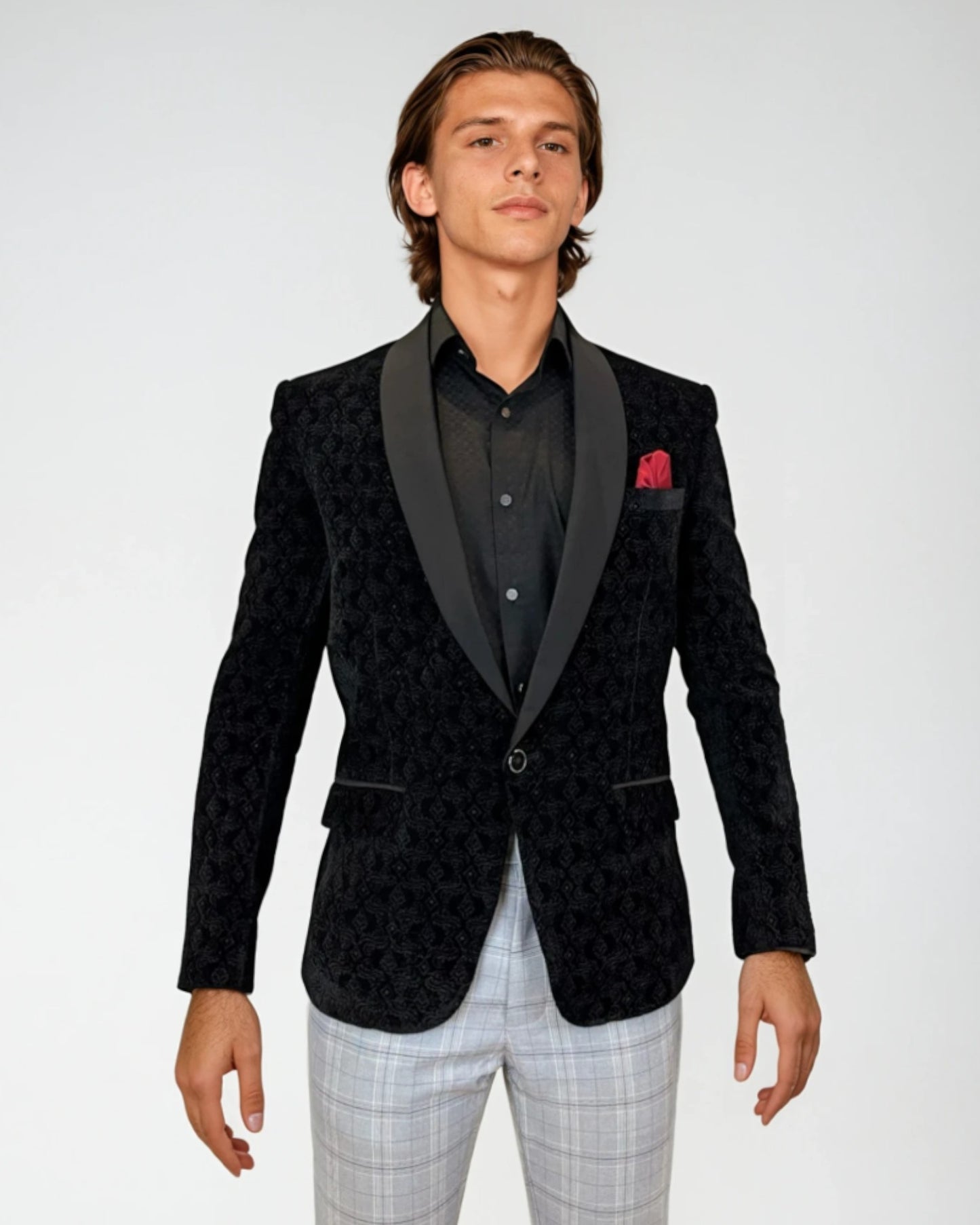 Black Embroidery Velvet Blazer