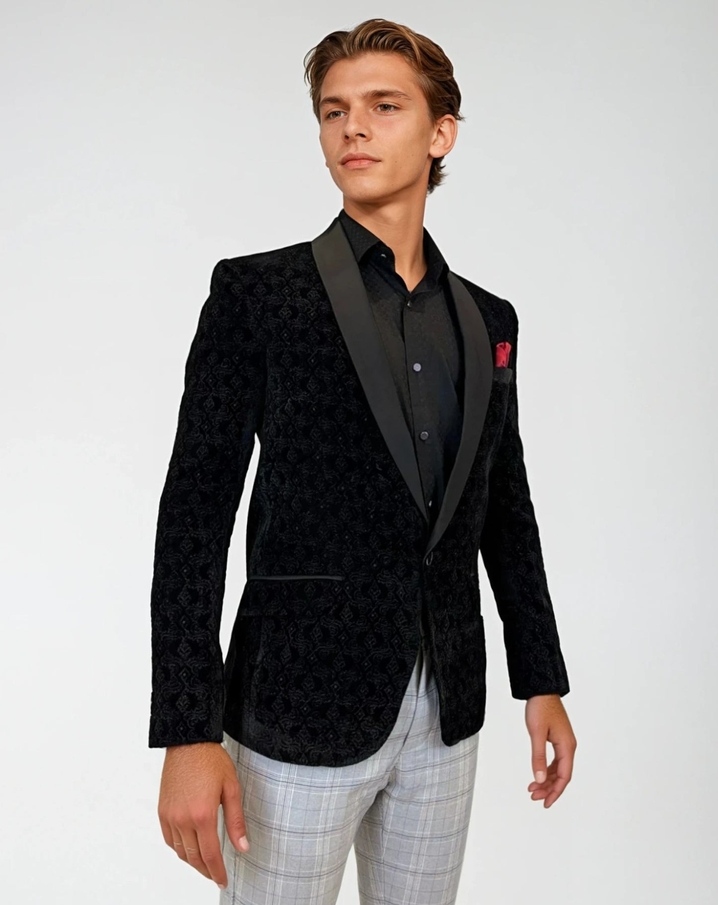 Black Embroidery Velvet Blazer