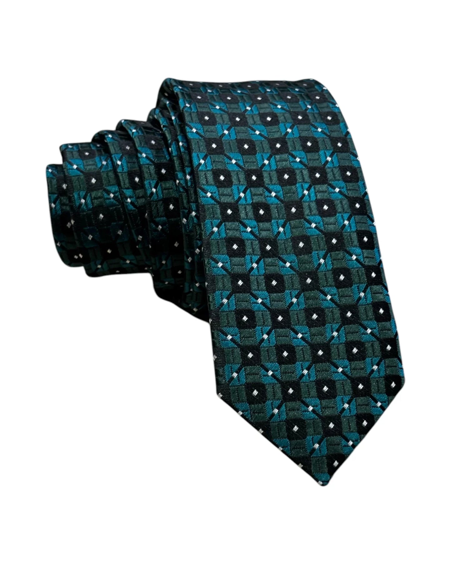 Kids green patterned dress tie for boys – wrinkle-resistant, elegant, and ideal for formal events or school graduations.