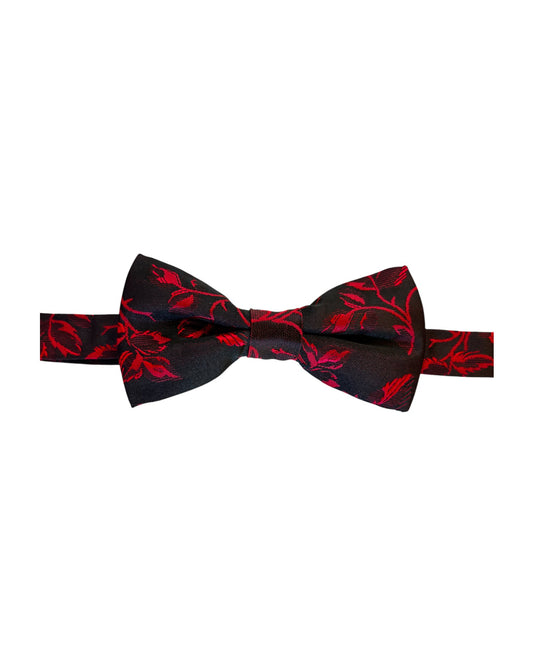 Boys red floral bow tie with black base.