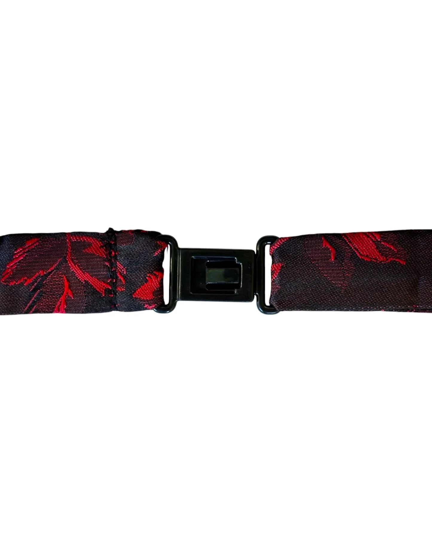Boys red floral bow tie with black base's adjustable clip