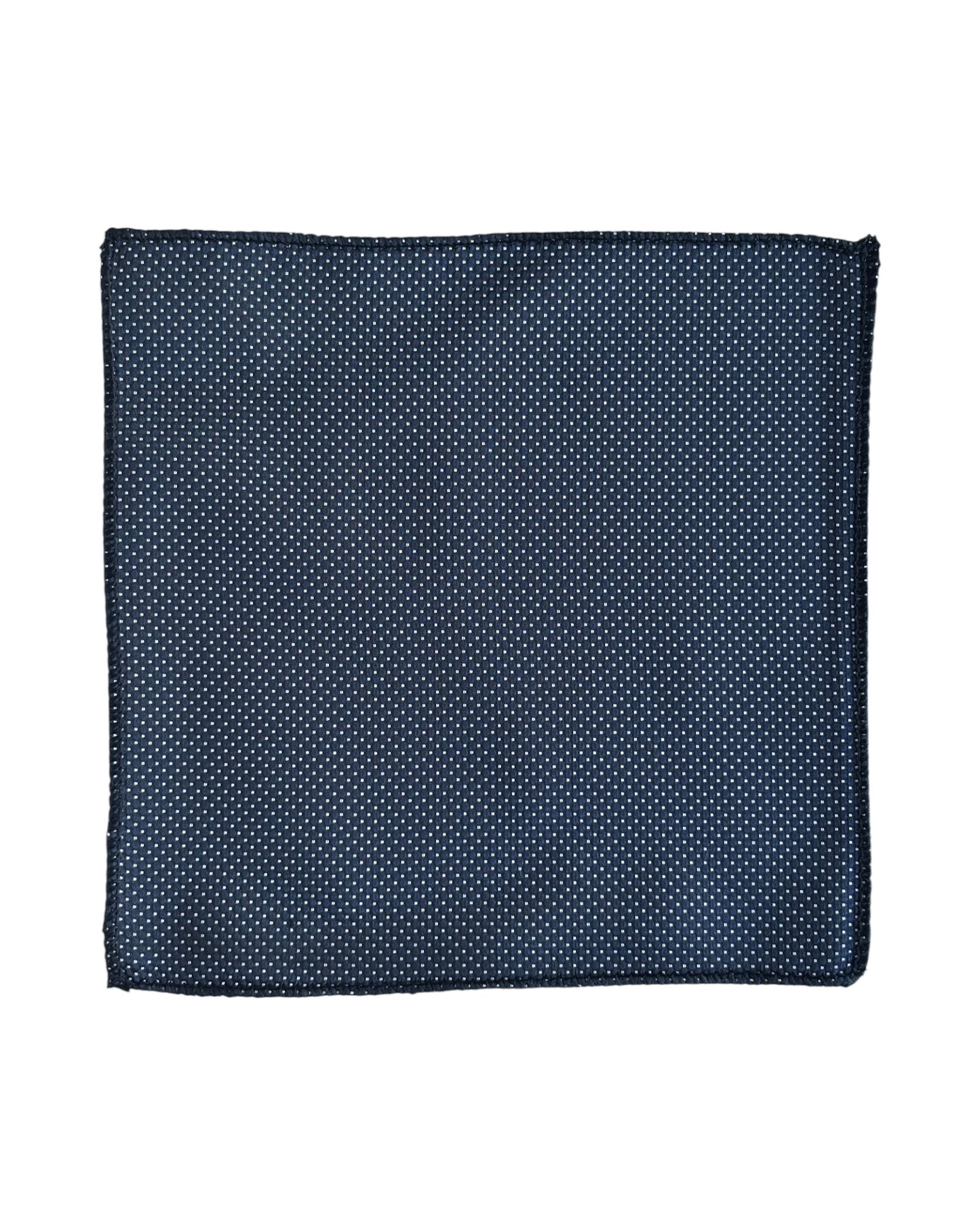 Black pocket square with a subtle pattern on a white background