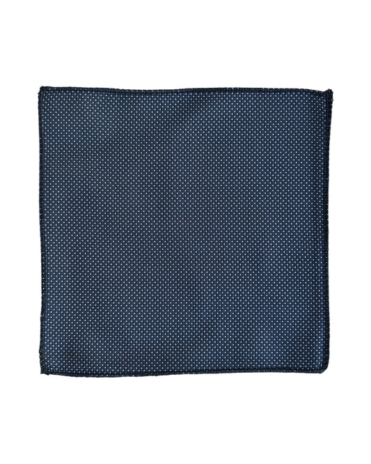 Black pocket square with a subtle pattern on a white background