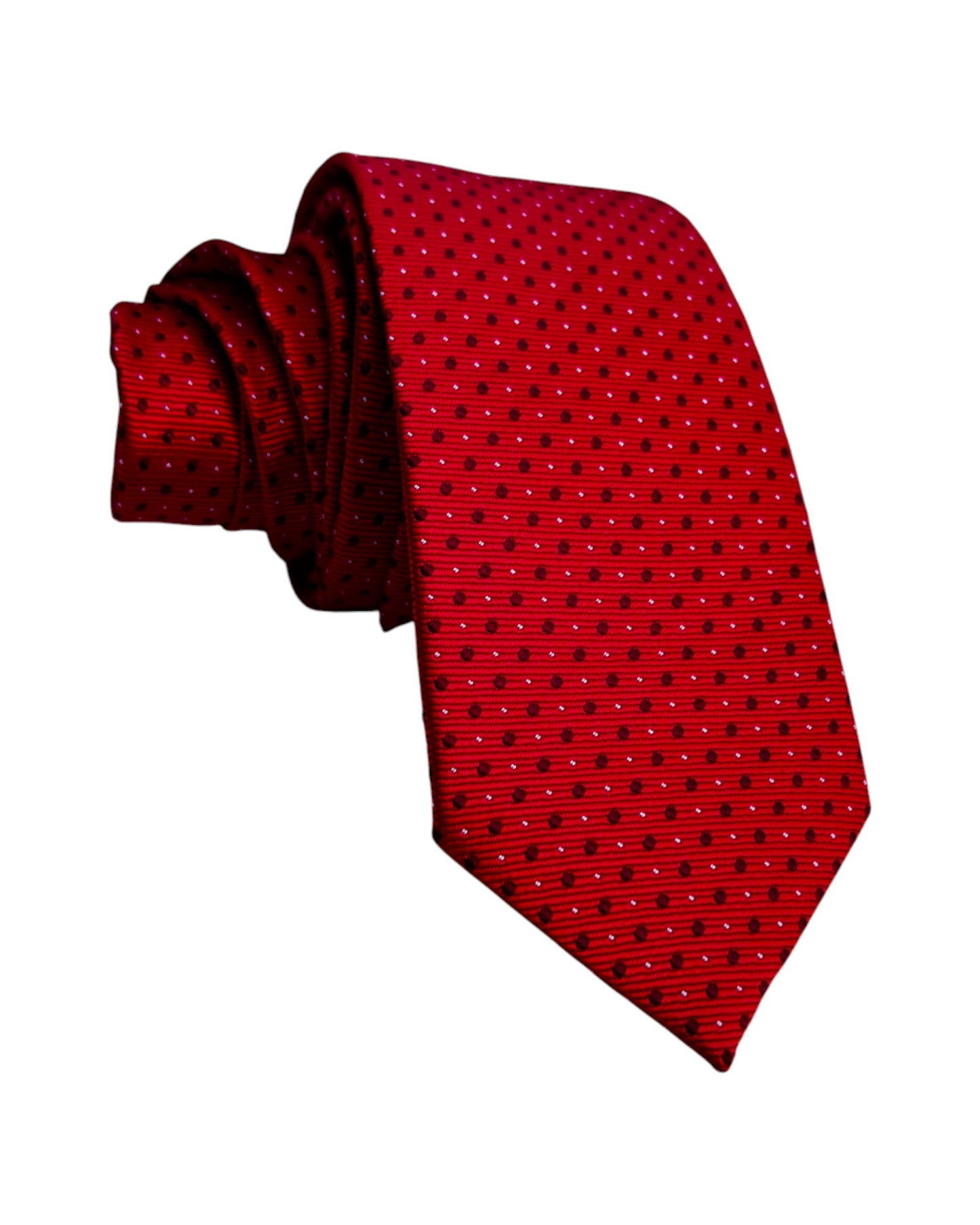 side angle of Boys Red Dotted Pattern Tie