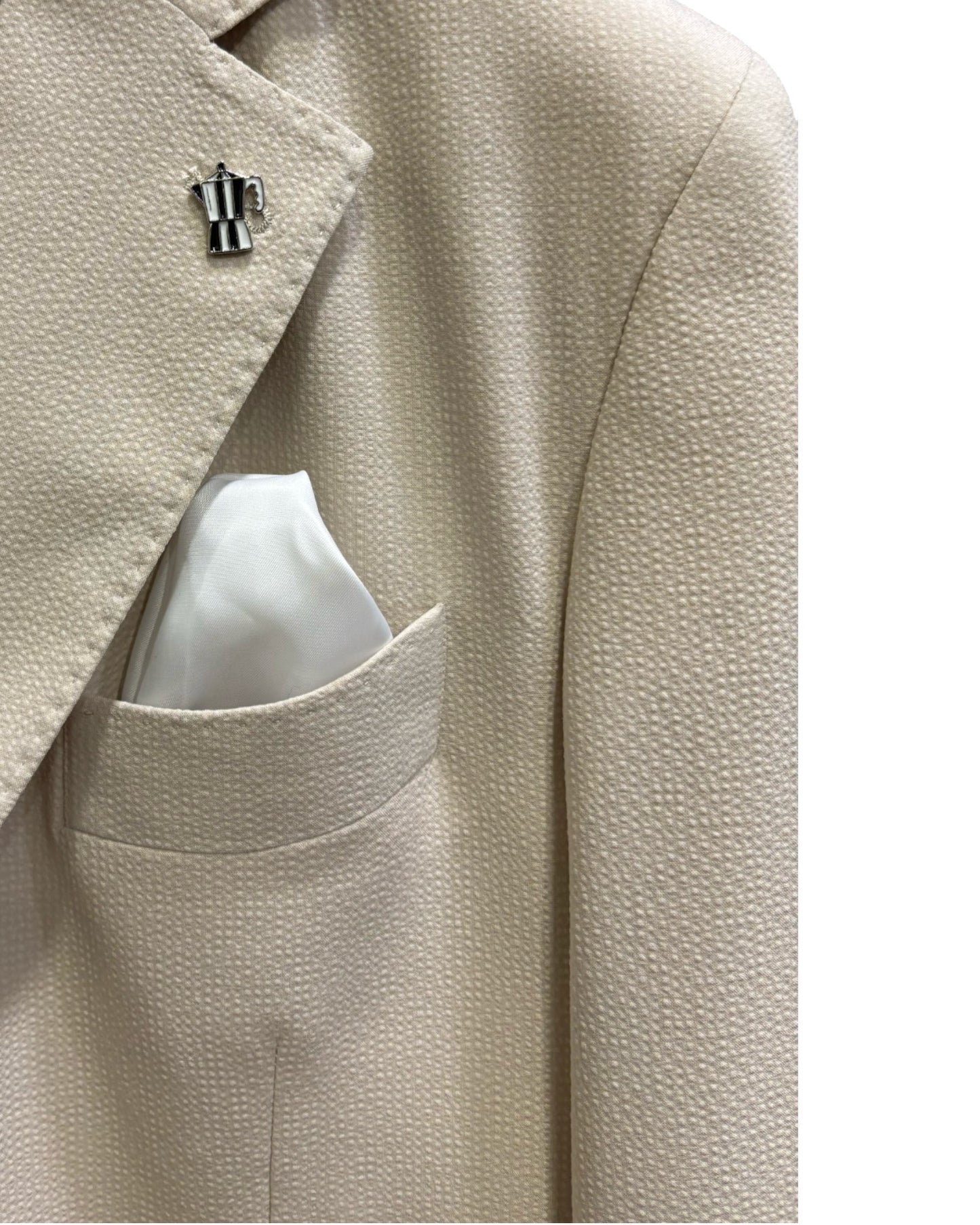 Seersucker/Lycra Cream Sports Blazer