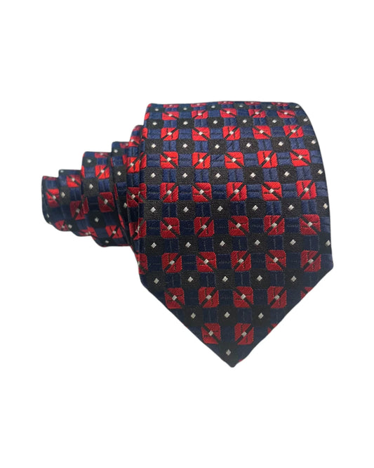 Boys Navy and Red Patterned Tie