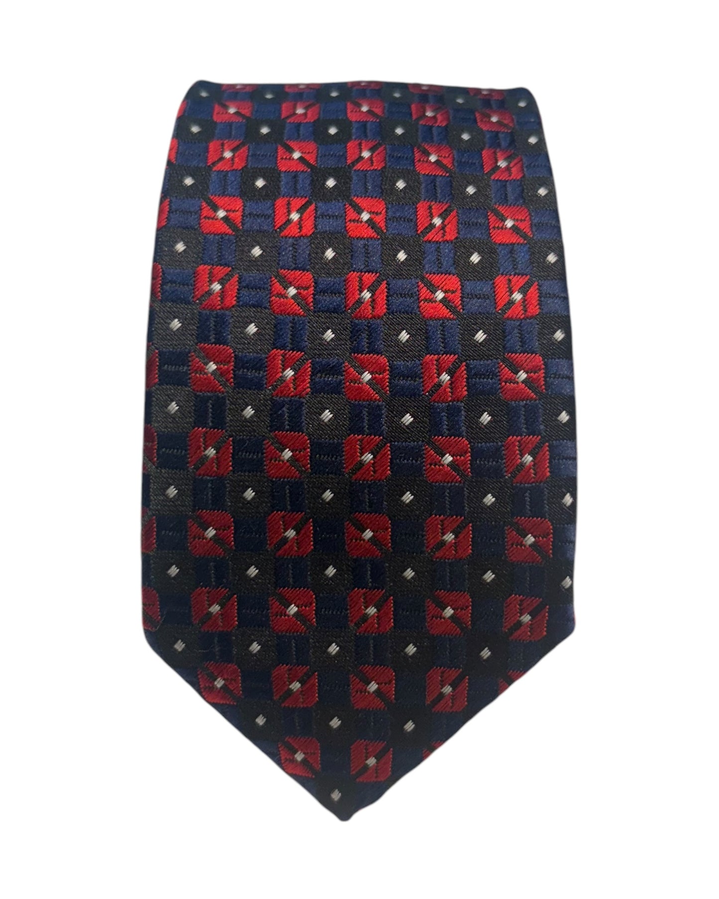Boys Navy and Red Square Pattern Tie