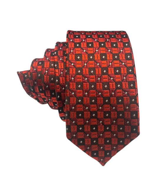 Kids Red Patterned Tie