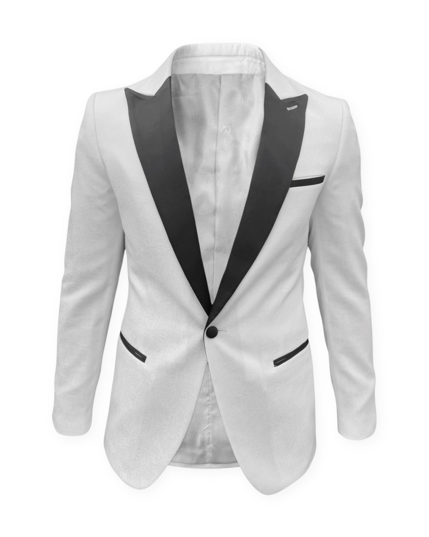 Kids White Jacquard Blazer
