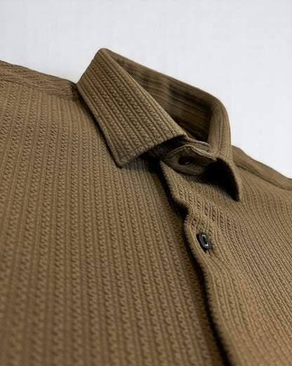 Men's Ribbed Coffee Jacquard Shirt