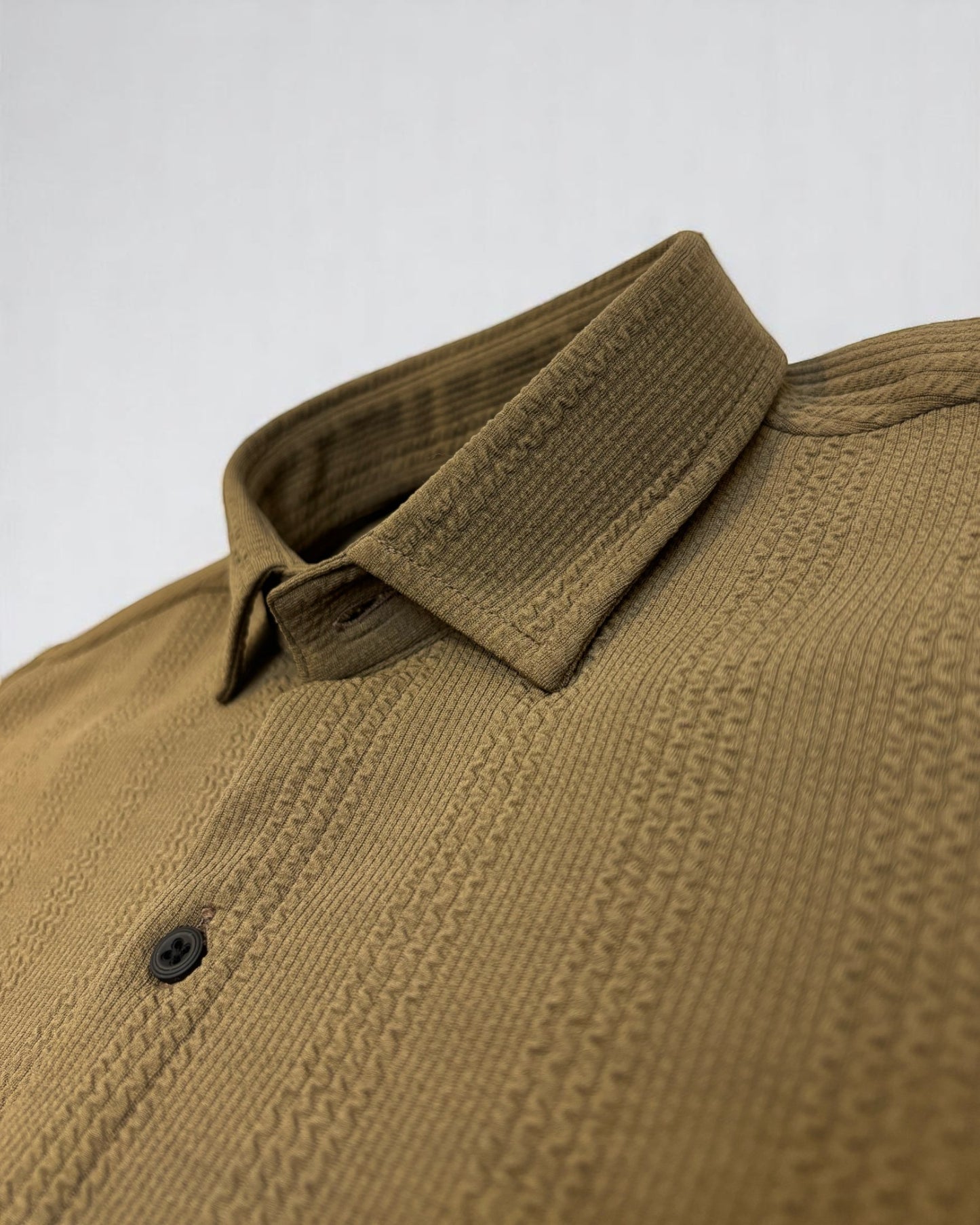 Mens Coffee Stripe Jacquard Woven Shirt