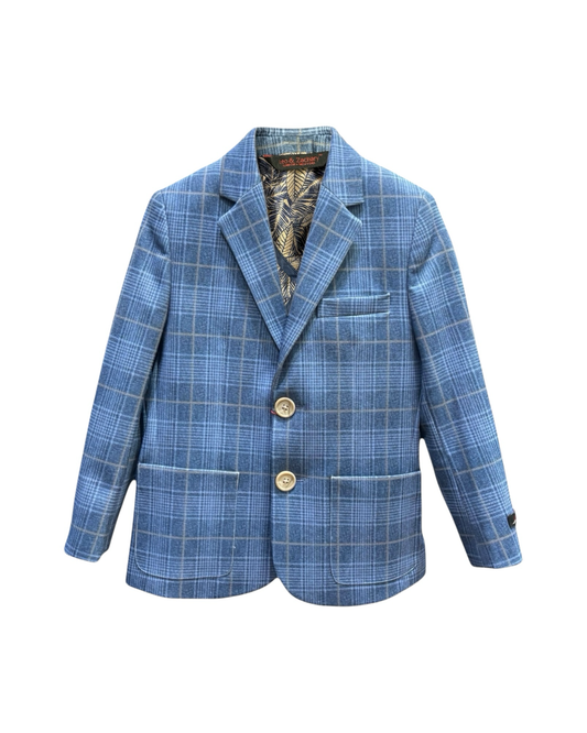 Blue Kids Blazer With Beige Checks