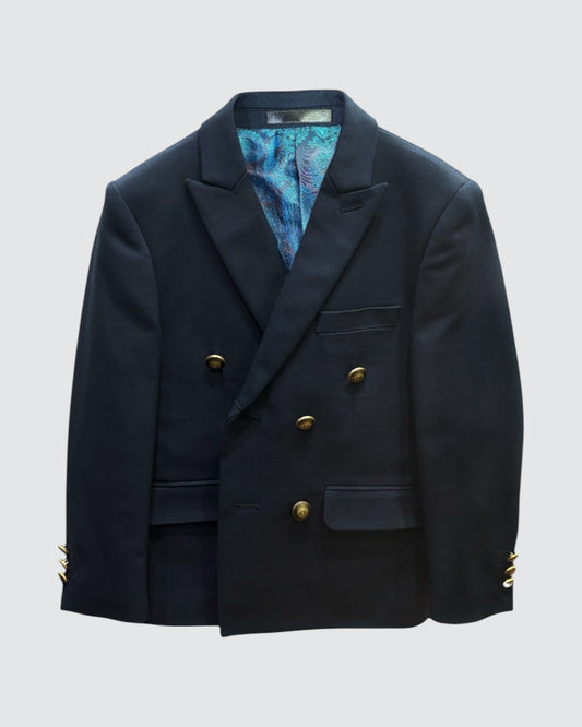 front view of Children's Navy Double Breasted Boys Blazer
