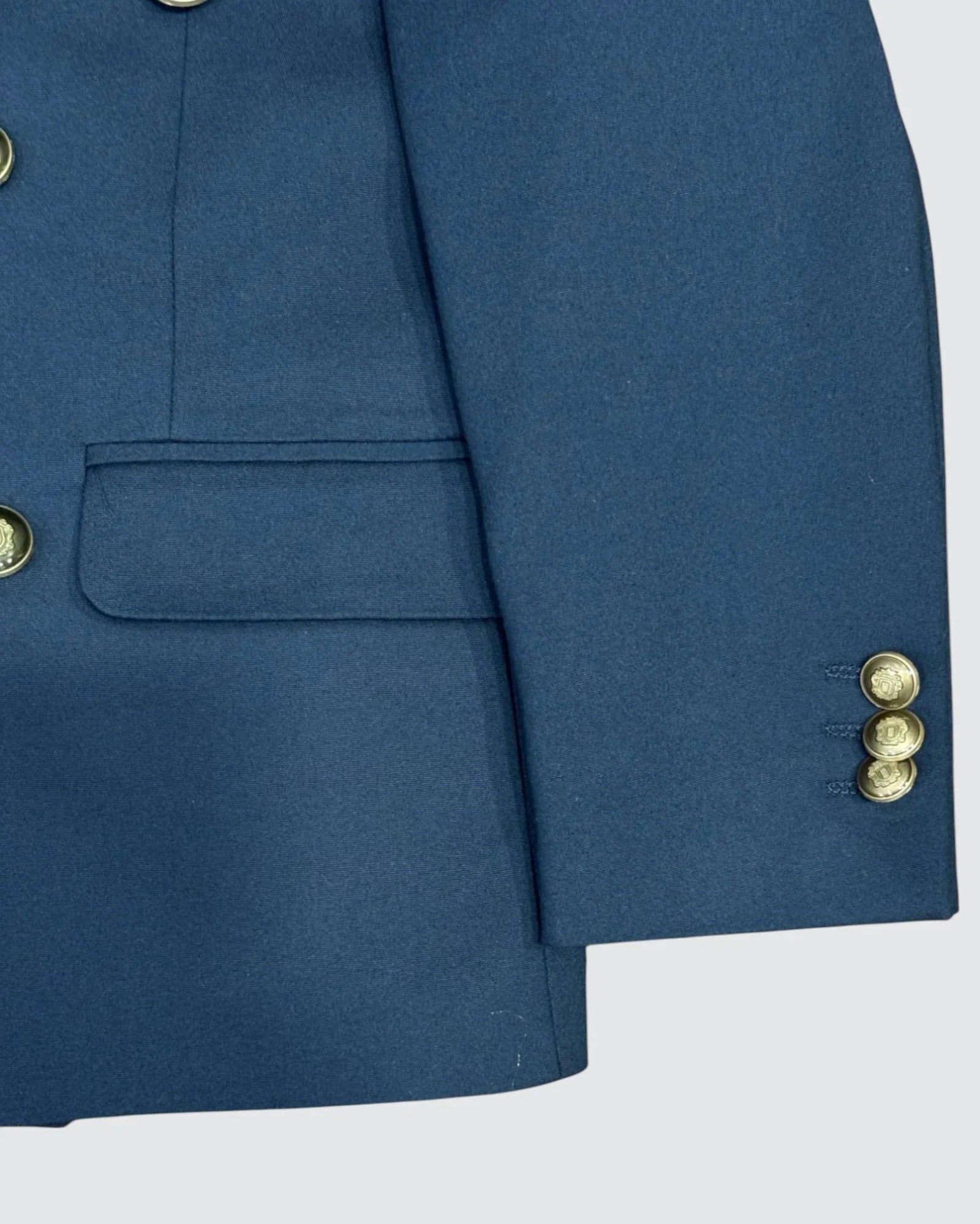 sleeve view of Children's Navy Double Breasted Boys Blazer
