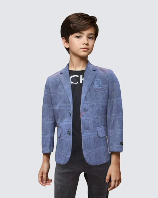 Blue Children's Check Blazer
front view