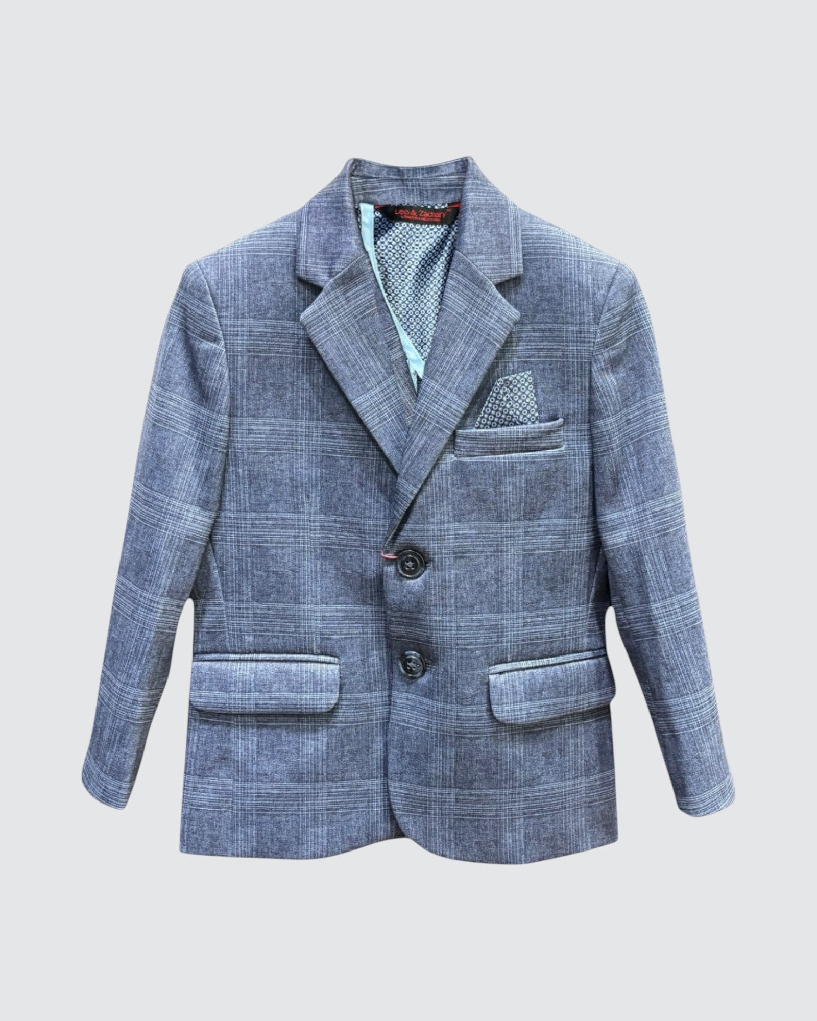 front view flat lay of Blue Children's Check Blazer
