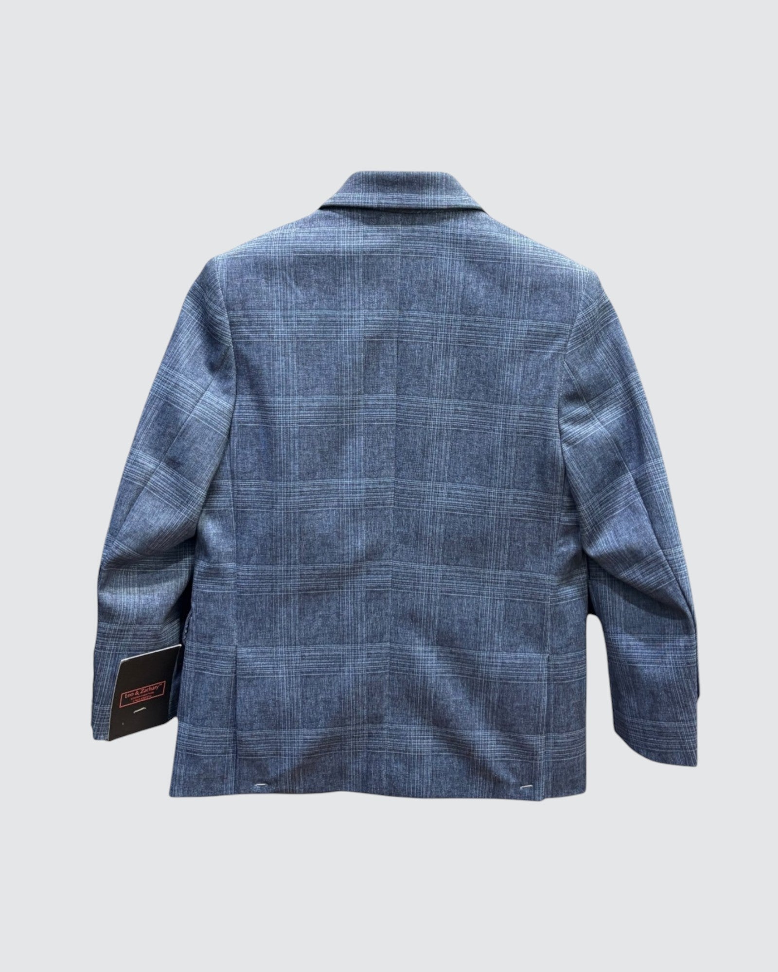 back view of Blue Children's Check Blazer
