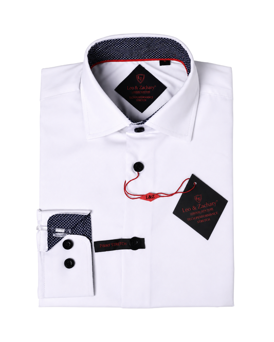 Boys White Long Sleeve Dress Shirt