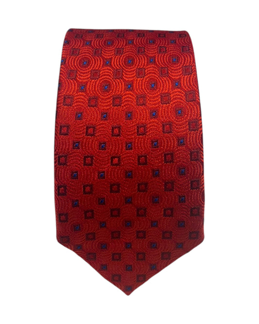 Kids Square Pattern Tie in Red