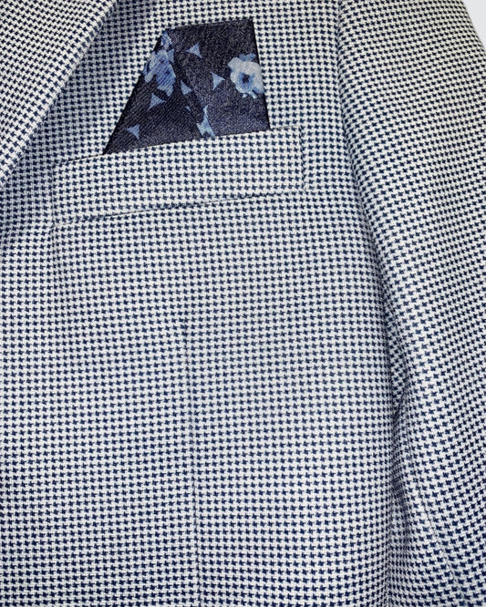 extreme close up of Sky Blue Kids Blazer at the pocket area