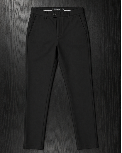 Boys black stretch dress pants full length flat lay slim fit formal pants