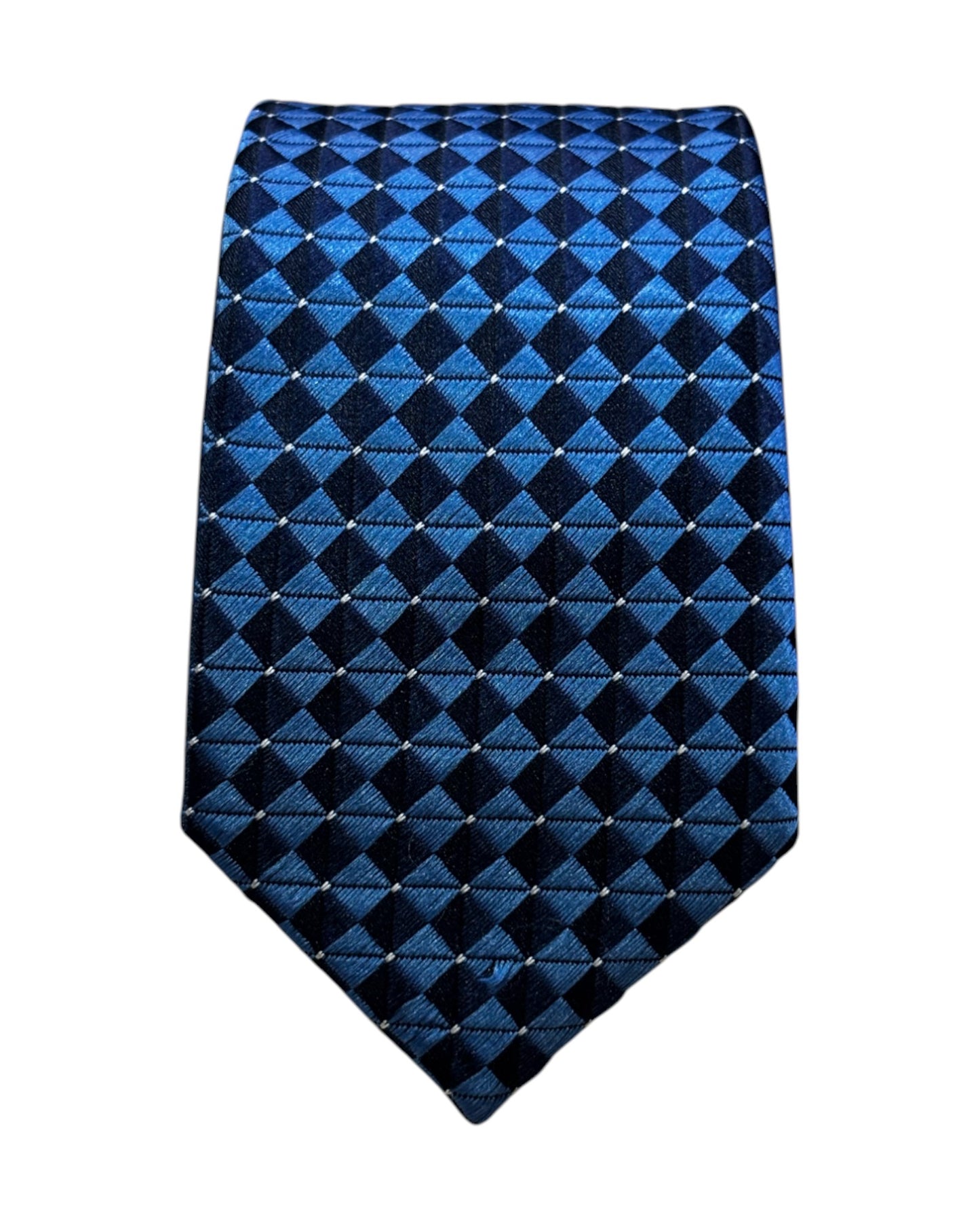 Boys blue diamond patterned tie – handmade kids tie for weddings and formal events.