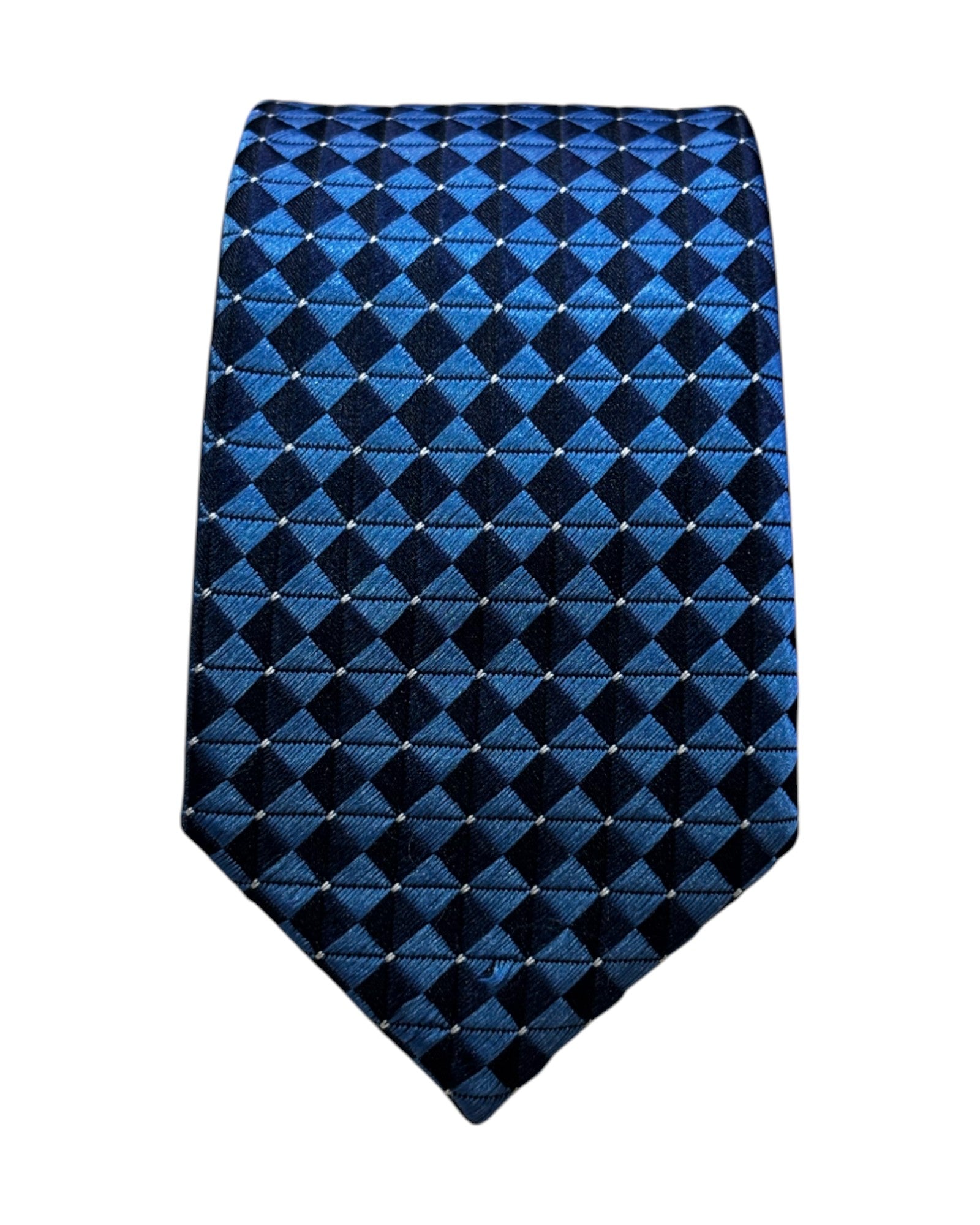Boys blue diamond patterned tie – handmade kids tie for weddings and formal events.