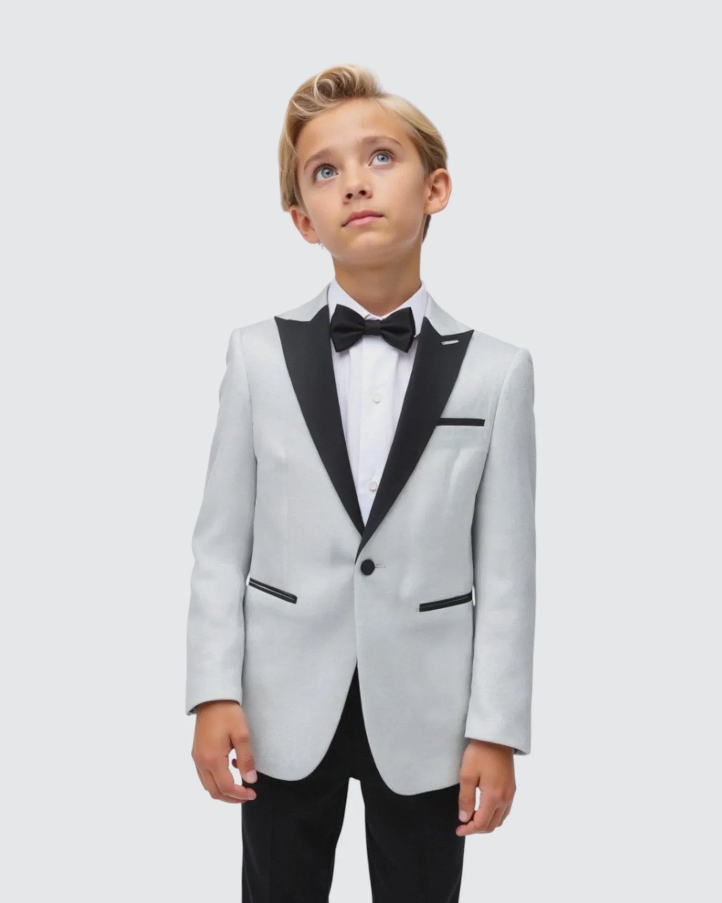 boy in Kids White Jacquard Blazer