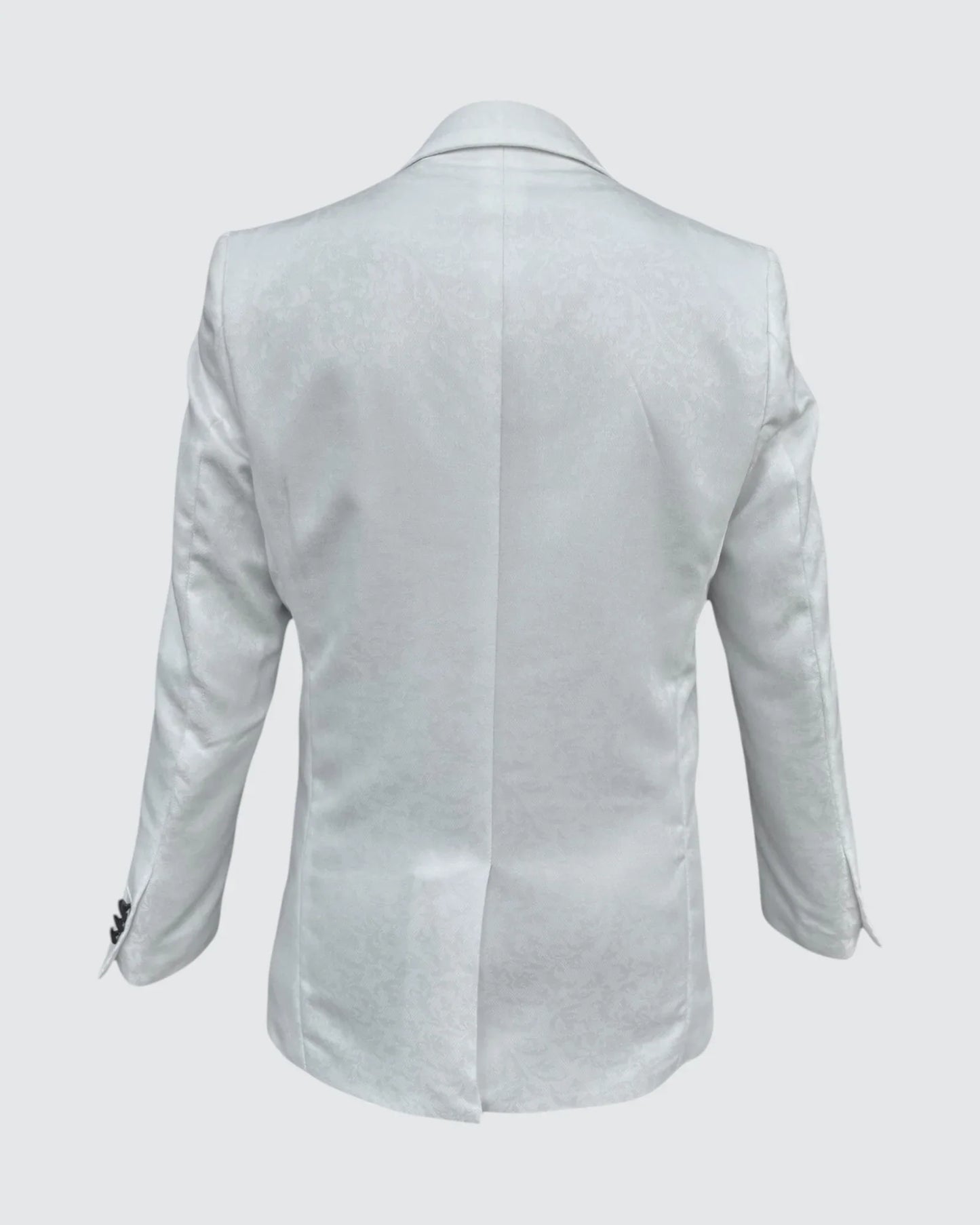 back view of Kids White Jacquard Blazer
