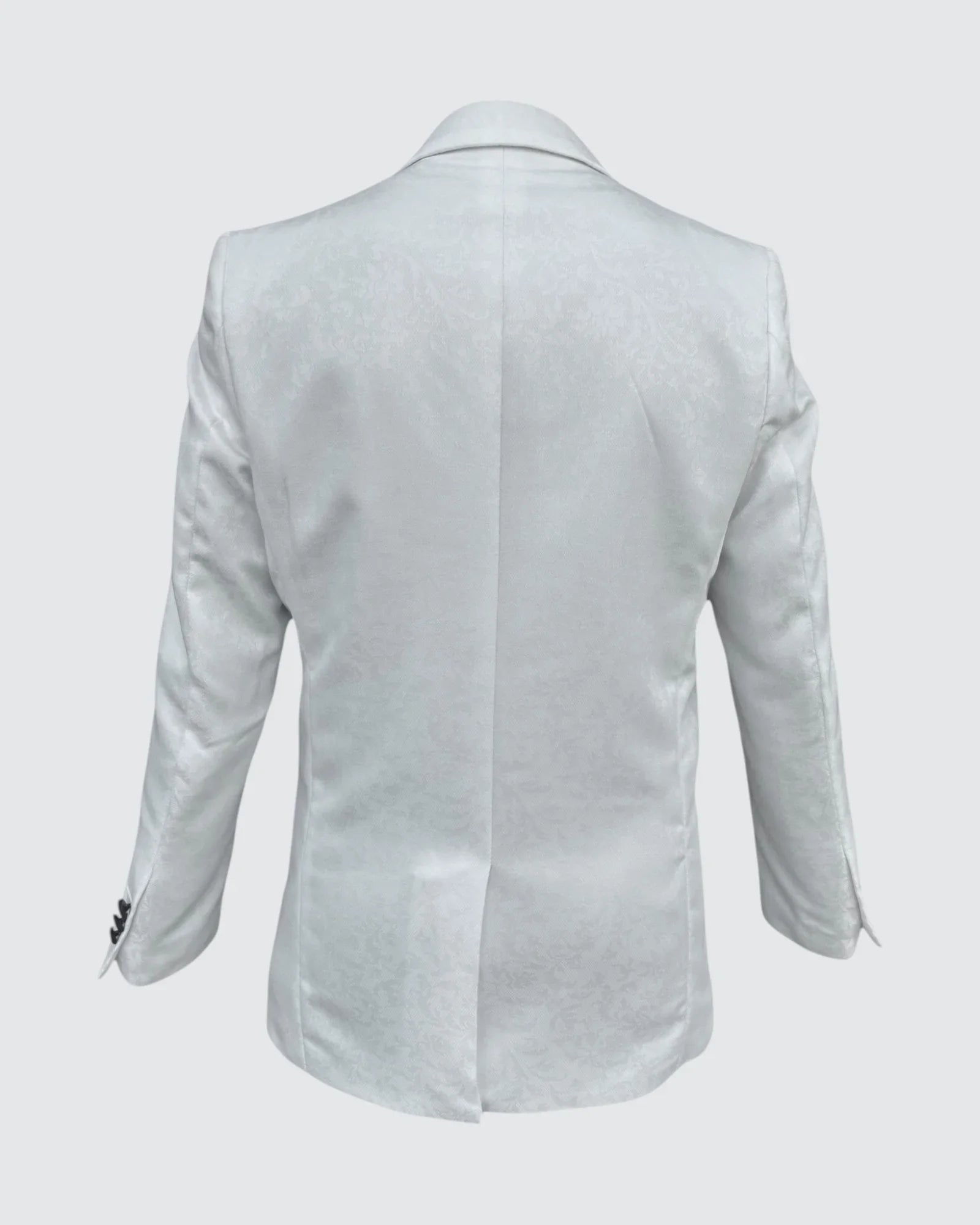back view of Kids White Jacquard Blazer
