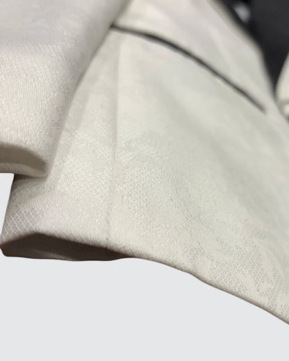 bottom left view of Kids White Jacquard Blazer
