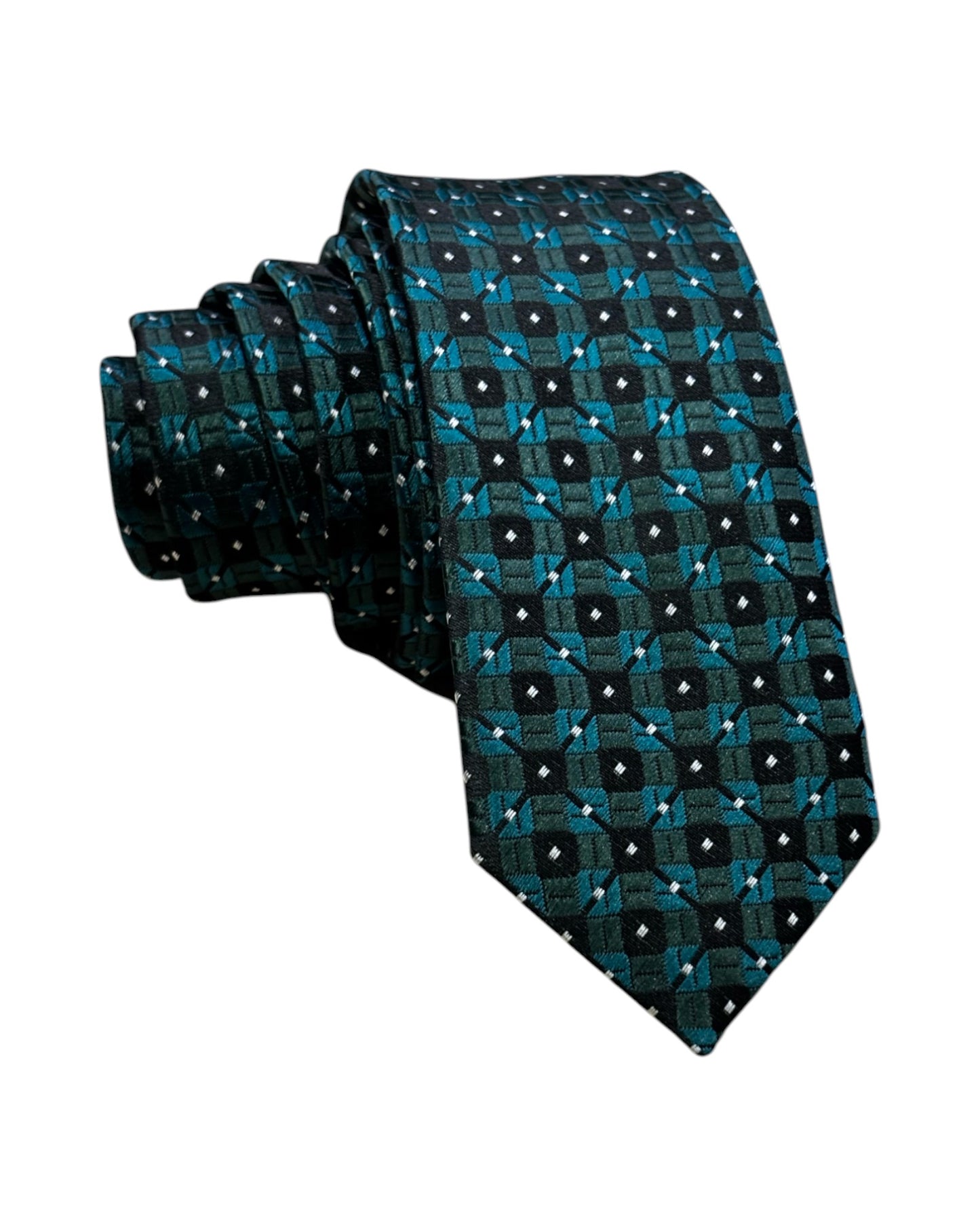 Kids green patterned dress tie for boys – wrinkle-resistant, elegant, and ideal for formal events or school graduations.