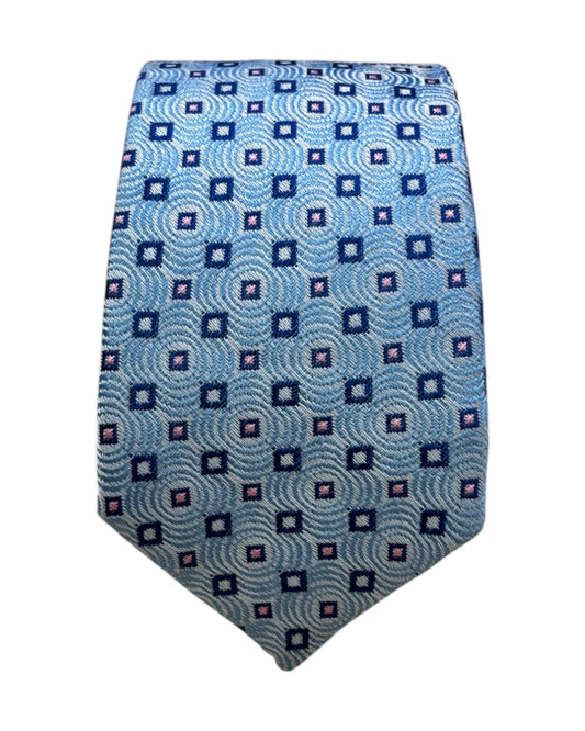 Boys sky blue patterned tie – handmade kids tie for weddings and formal occasions.
