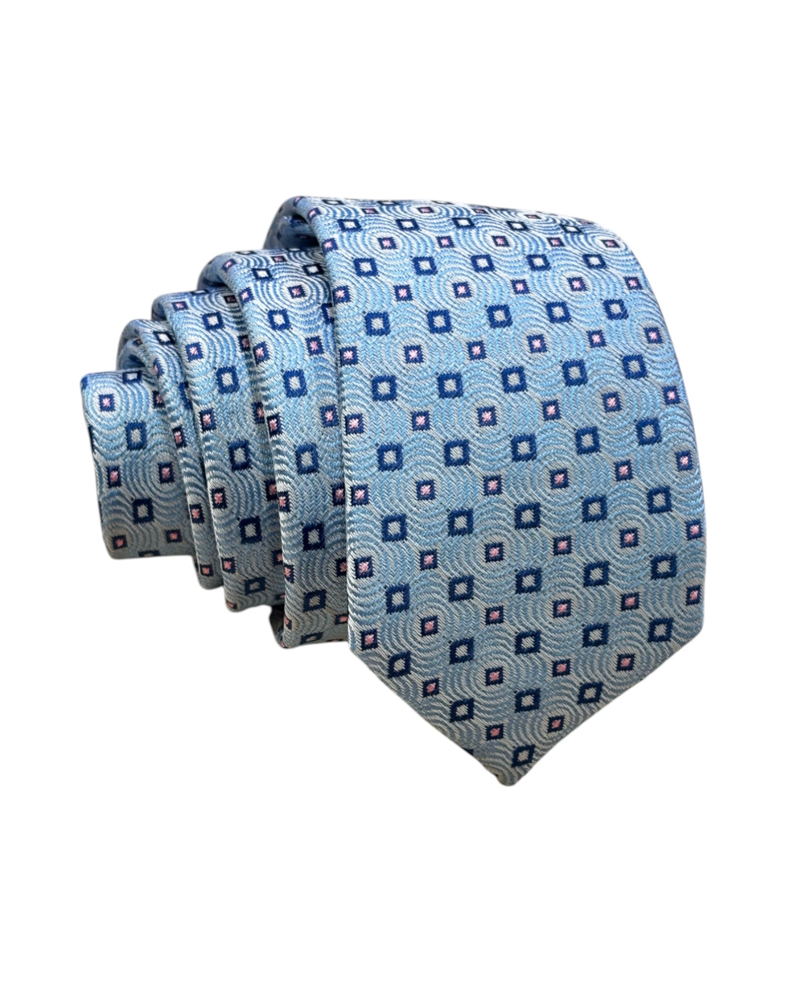 Kids sky blue patterned dress tie – stylish boys accessory for weddings, school events, and parties.