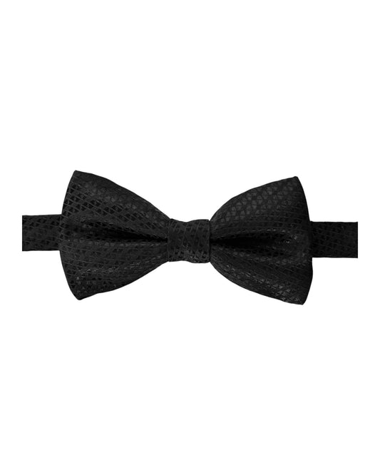 Boys black bow tie with subtle diamond pattern