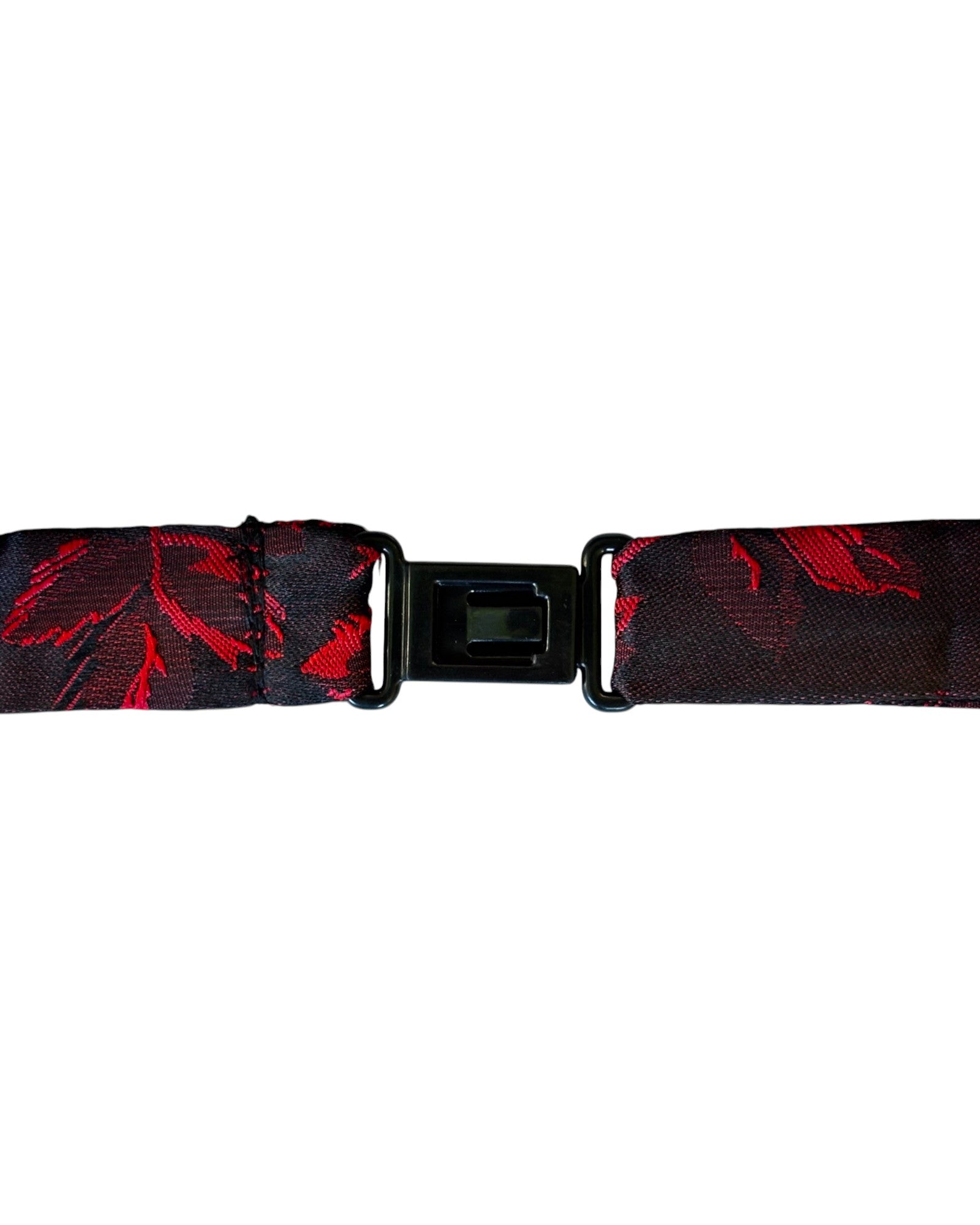 Boys red floral bow tie with black base's adjustable clip