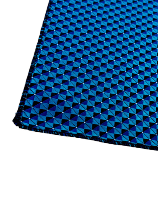 Close Up of Sky Blue Diamond Patterned Pocket Square