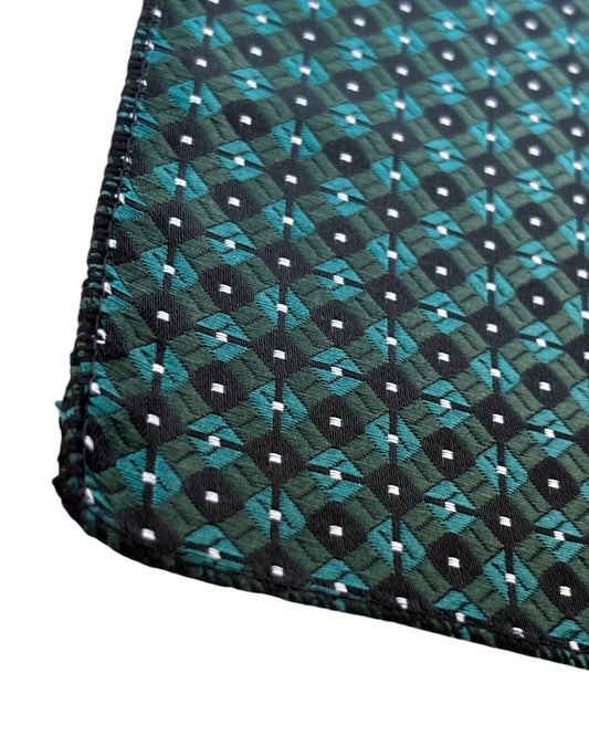Close-up of a Boys Green Patterned Pocket Square