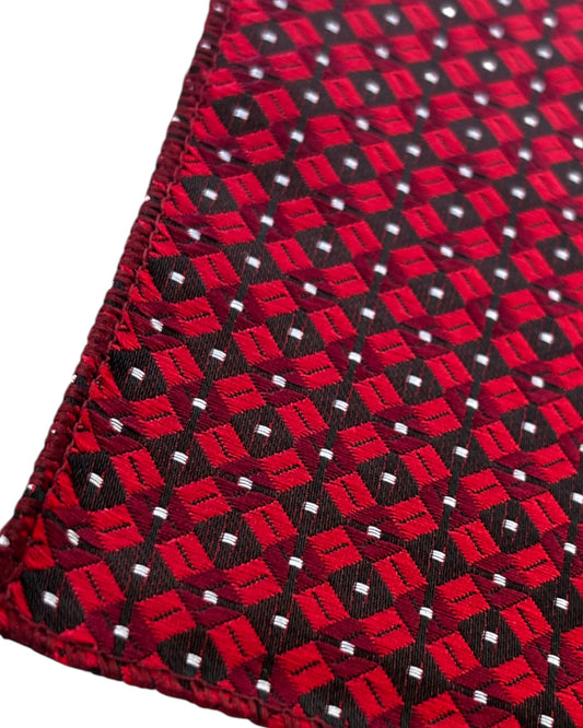 Kids Red Patterned Pocket Square